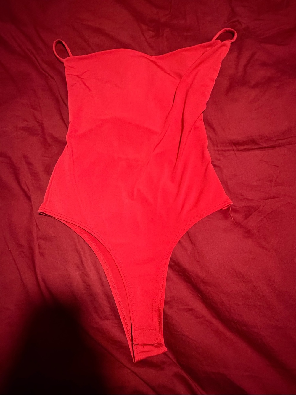 Red cowl neck bodysuit